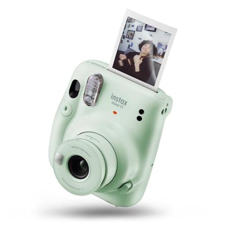 Imagem de Câmera Instax Mini 11 Instantânea Fujifilm Verde Pastel Espelho Selfie - Máquina Tirar Foto na Hora + 10 Filmes Sky Blue