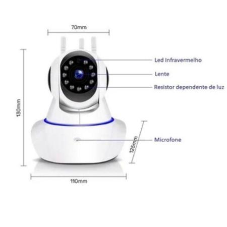 Imagem de câmera iP robô 3 antenas wifi visão noturna full HD 360º microfone áudio babá eletrônica robozinho sem fio app