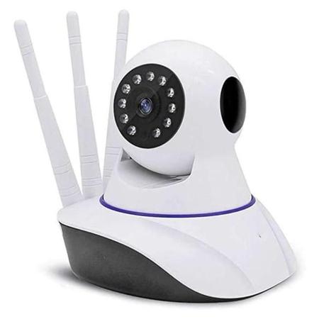 Imagem de câmera iP robô 3 antenas wifi visão noturna full HD 360º microfone áudio babá eletrônica robozinho sem fio app