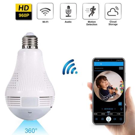 Imagem de Camera Lampada Ip 720p Hd 360 Espia Wifi.