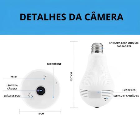 Imagem de Câmera Lâmpada Led Ip Wifi 360 Vigilância Panorâmica Visão