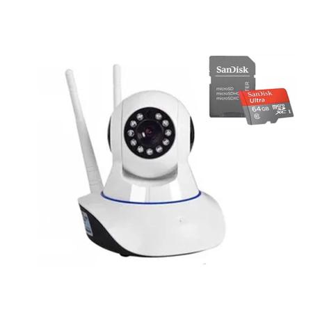 Imagem de Camera robo ip wi-fi 360º 2 antenas pet ou baba eletronica com aplicativo yoosee E cartão 32GB