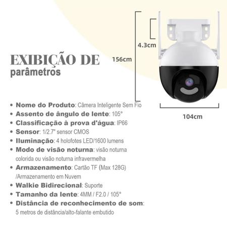Imagem de Câmera Speed Dome WiFi PTZ de 4MP com visão noturna colorida e detecção de movimento Quad HD 1440P