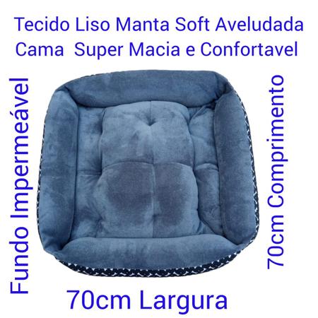 Imagem de Caminha Para Cachorro E Gato Cama Pet GG Grande Porte 70 x 70 100% Lavável Super Macia Cinza