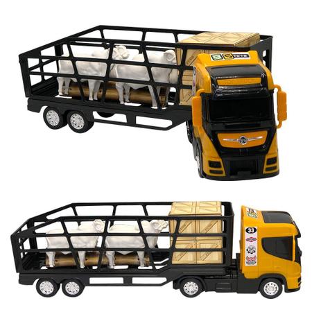 Caminhão 55cm Boiadeiro com Rampa 4 Bois Cabine Amarela - BS TOYS Imagem de Caminhão 55cm Boiadeiro com Rampa 4 Bois Cabine Amarela