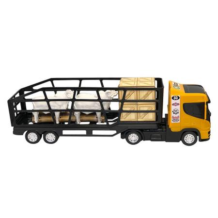 Caminhão 55cm Boiadeiro com Rampa 4 Bois Cabine Amarela - BS TOYS Imagem de Caminhão 55cm Boiadeiro com Rampa 4 Bois Cabine Amarela