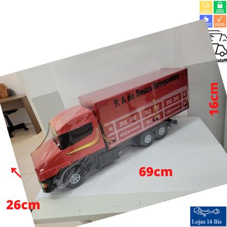 Caminhão Brinquedo Carroceria com Lona MDF Gigante P.A Brinquedos  69x26x16cm