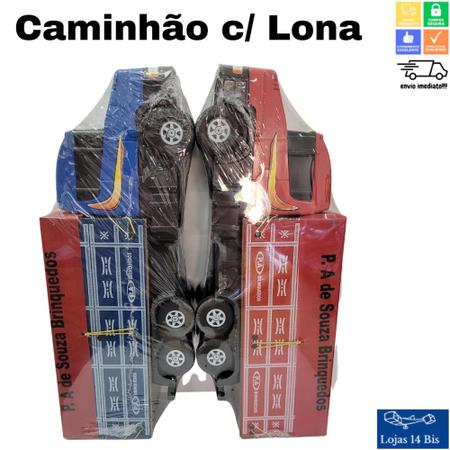 Caminhão Brinquedo Carroceria com Lona MDF Gigante P.A Brinquedos  69x26x16cm