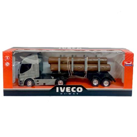 Caminhão Brinquedo Infantil Carga de Madeira Grande Iveco