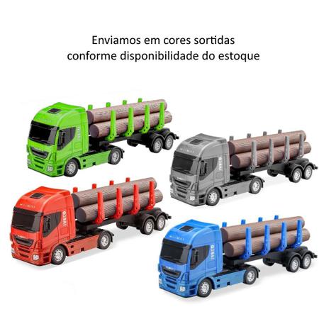 Caminhão Brinquedo Infantil Carga de Madeira Grande Iveco