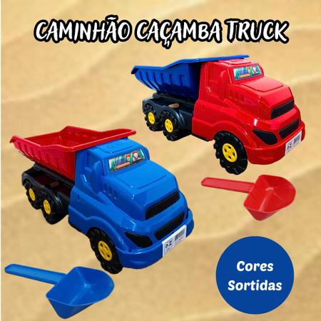 Caminhão De Brinquedo Caçamba Infantil Veículo Truck Grande Articulada Para  Crianças Com Pazinha Basculante Vermelho Azul Cores Sortidas Menino