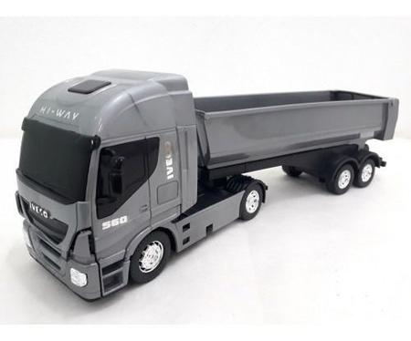 Caminhão De Brinquedo Carreta Caçamba Iveco Hi Way Miniatura