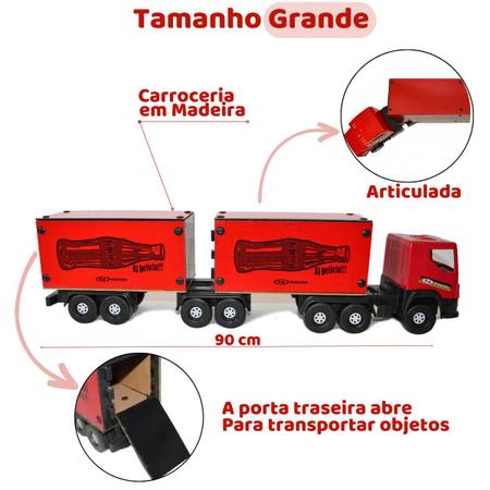 Bitrem Carreta Caminhão Carroceria Brinquedo Plastico e Madeira 65cm, Magalu Empresas