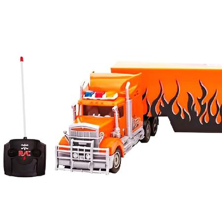 Caminhão Carreta com Controle Remoto - Big Truck com Luz - Laranja