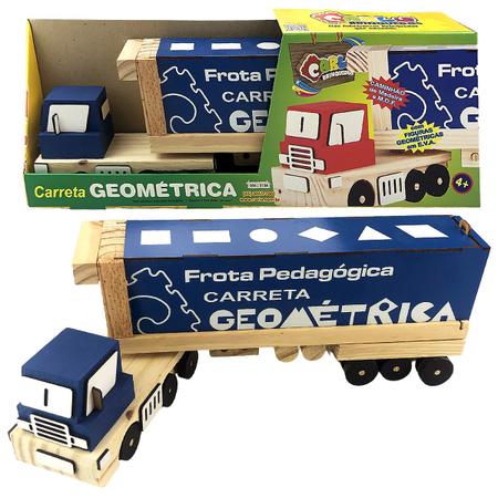 Carreta c/ Carroceria Grande Azul P.A Brinquedos - Pedagógica