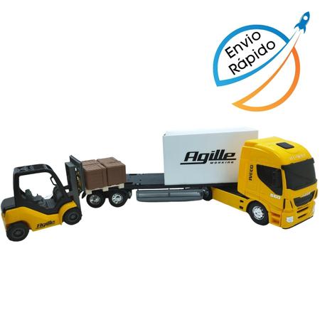 Brinquedo Carreta Iveco Hi-way Com Empilhadeira Agille