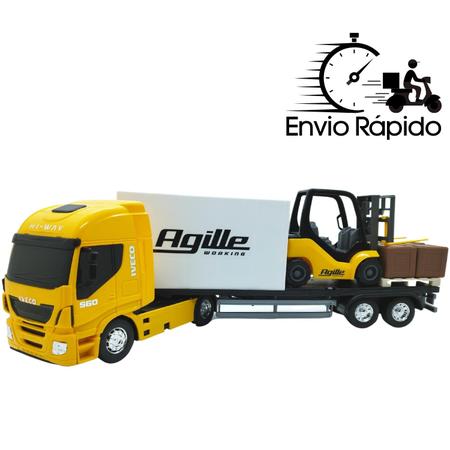 Caminhão de Brinquedo Infantil Carreta Iveco Grande Amarelo no