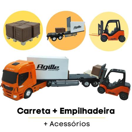 Brinquedo Caminhão Iveco C/ Empilhadeira Miniatura - Usual