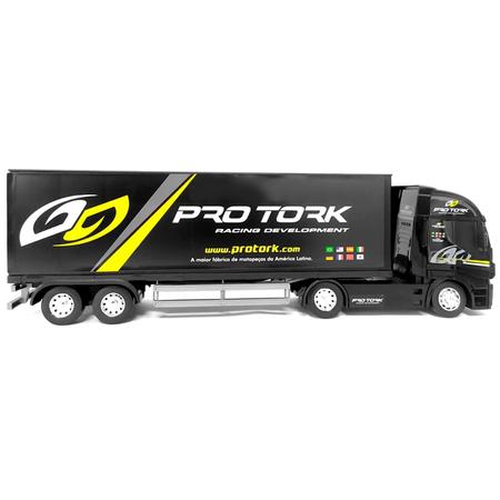 Kit Caminhão Iveco Baú Pro Tork Carreta + Moto de Corrida Pro Tork