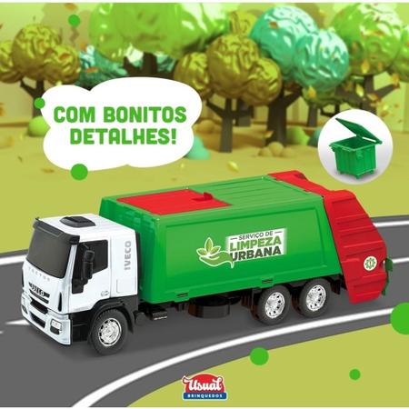 Caminhão Infantil Iveco Tector Coletor Miniatura - Usual Brinquedos 342