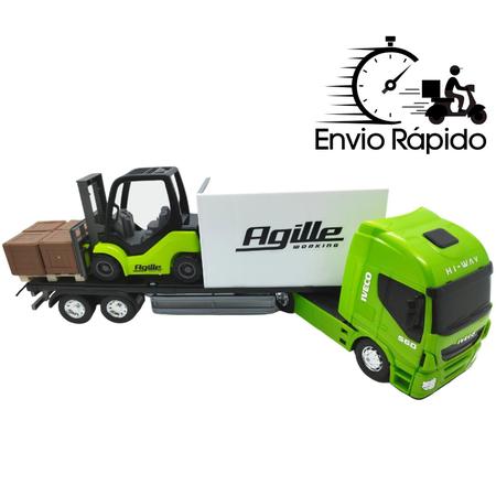 Caminhão Brinquedo Carreta Báu Iveco Hi Way Miniatura Usual - R$ 63,5