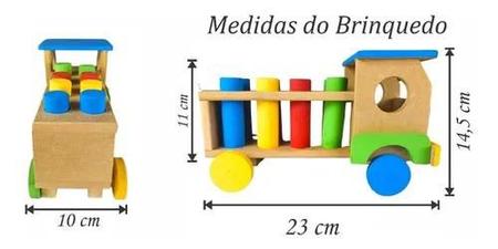 Caminhão Com Pinos De Madeira - Brinquedo Educativo Madeira - Modernato