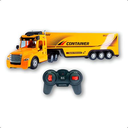 Caminhão de Controle Remoto Brinquedo Futuro Container Carreta Amarelo