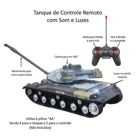 Imagem de Caminhão Controle Tanque de Guerra Carrinho Infantil com Luz