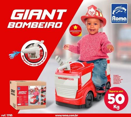 Imagem de Caminhão De Brinquedo Bombeiro Infantil - Giant - Roma Brinquedos