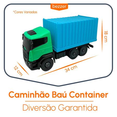 Caminhão Brinquedo Bau Container Infantil Carrinho Grande 40cm