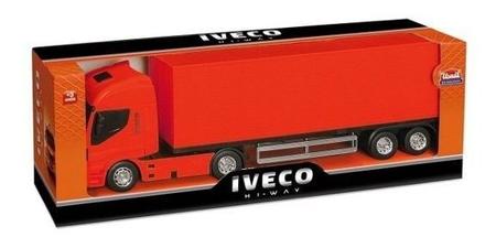 Caminhão Brinquedo Iveco Baú Miniatura Hi Way Usual Infantil