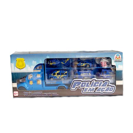 Carreta de Brinquedo Polícia c/ Carrinhos em ação Infantil - Shop Macrozao