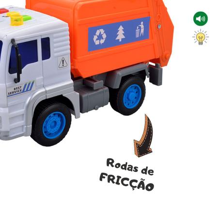 Brinquedo Caminhão Fricção Coleta de Lixo C/Som e Luz DmToys - Fabrica da  Alegria