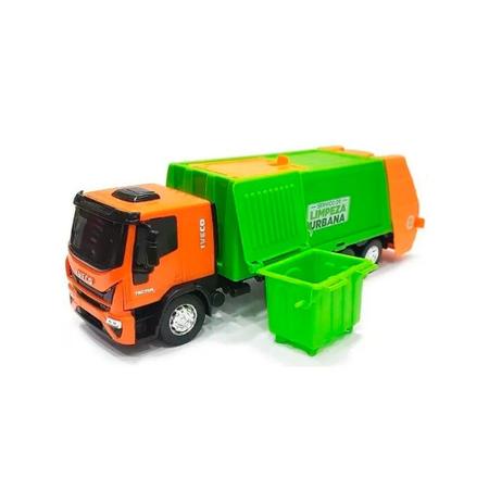 Imagem de Caminhão de Lixo Coletor carro Iveco com Lixeira - Sortido