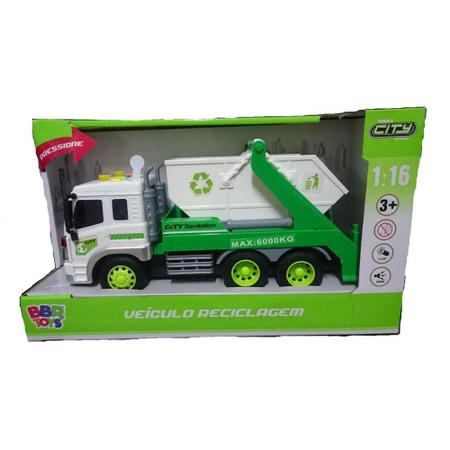 Brinquedo caminhão com ficção 18cm de coleta e reciclagem - Lojas Toda Casa