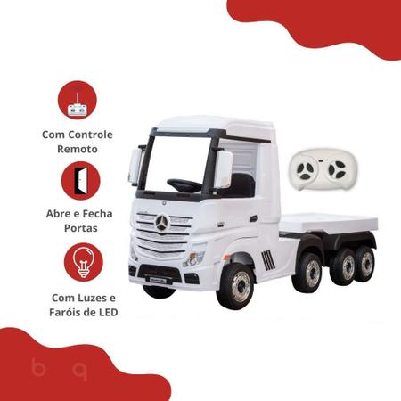 CAMINHAO ELETRICO MERCEDES BENZ ACTROS BRANCO 12V C/CARRETA