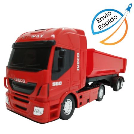 Caminhão De Brinquedo Carreta Caçamba Iveco Hi Way Miniatura