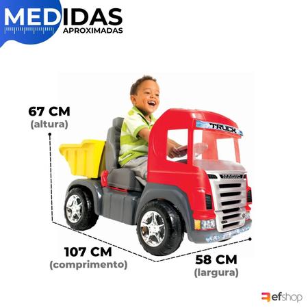 Imagem de Caminhão Gigante Truck Vermelho Com Pedal Caçamba e Capacete