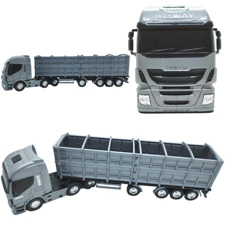 Caminhão Graneleiro Miniatura Brinquedo Iveco Hiway Laterais