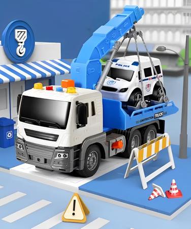 Caminhão Guindaste com Fricção - TruckCar Luz e Som - Azul - 25cm