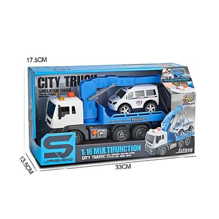 Caminhão Guindaste com Fricção - TruckCar Luz e Som - Azul - 25cm