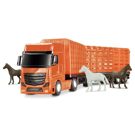 Carreta Dupla Haras Brinquedo Menino Modelo Petroleum Cavalo