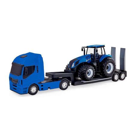 Brinquedo Trator New Holland C/Carreta Iveco 589 Usal Plastic