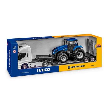 Brinquedo Trator New Holland C/Carreta Iveco 589 Usal Plastic