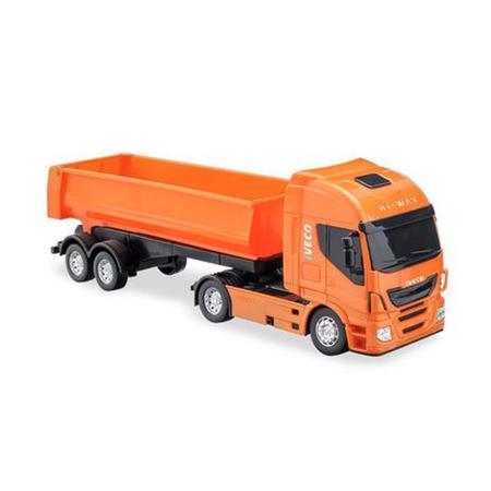 Caminhão Iveco Hi-Way Plataforma C/ Carregadeira Basculante e Trator Brinquedo Infantil Menino - Big Bag Shop Virtual