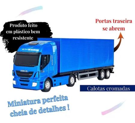 Brinquedo Caminhão Baú Hi Way Iveco Azul