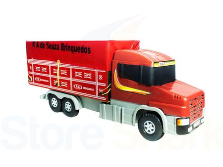 Caminhão Boiadeiro Bi-Truck em Madeira Vermelho