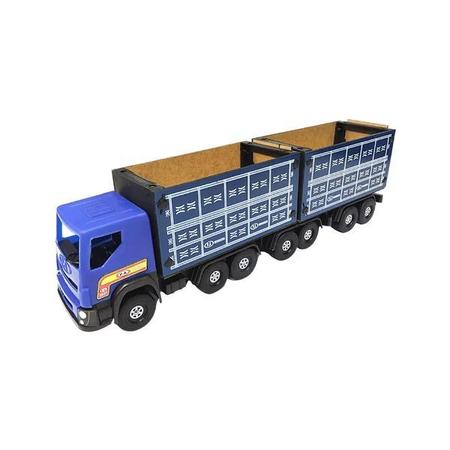 Bitrem Carreta Caminhão Carroceria Brinquedo Plastico e Madeira 65cm, Magalu Empresas