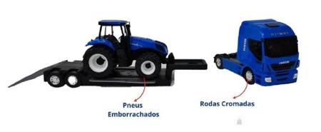 Brinquedo Trator New Holland C/Carreta Iveco 589 Usal Plastic