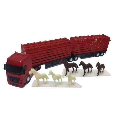 Carreta Dupla Haras Brinquedo Menino Modelo Petroleum Cavalo